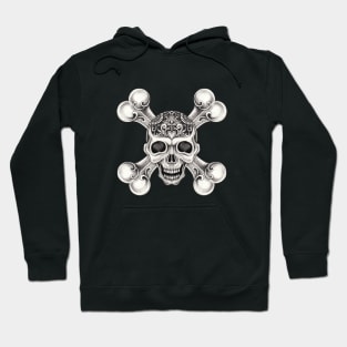 Skull and crossbone in love day of the dead design. Hoodie